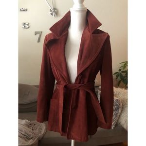 Genuine Vintage Rust Suede Belted Jacket